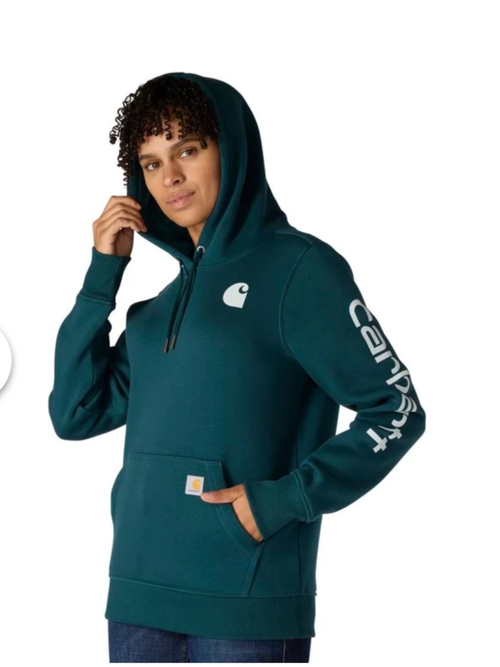 NWT Carhartt Relaxed Fit Midweight Logo Sleeve Graphic Hoodie size M Greenstone